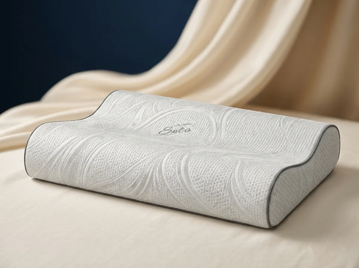 Cuscino Cervicale New Gen, cuscino cervicale ergonomico, con fodera in seta, made in Italy