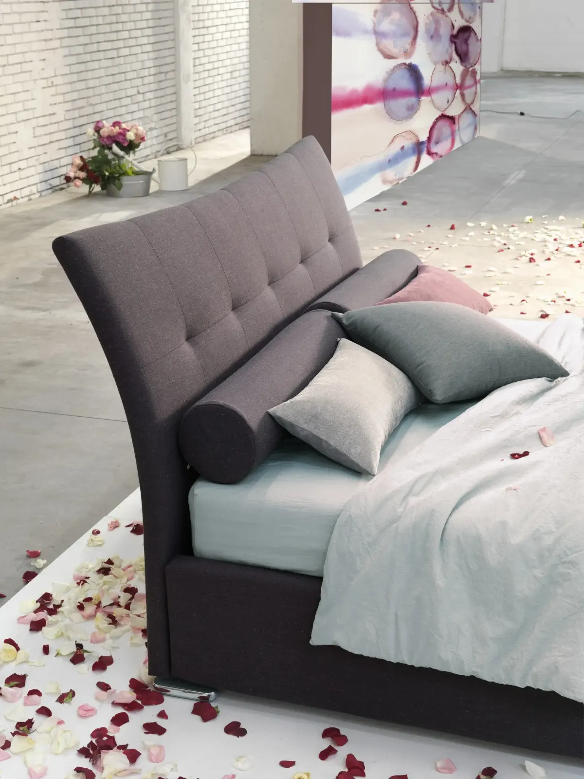 Letto Allison, letto capitonné dalla linea moderna, made in Italy – foto 5