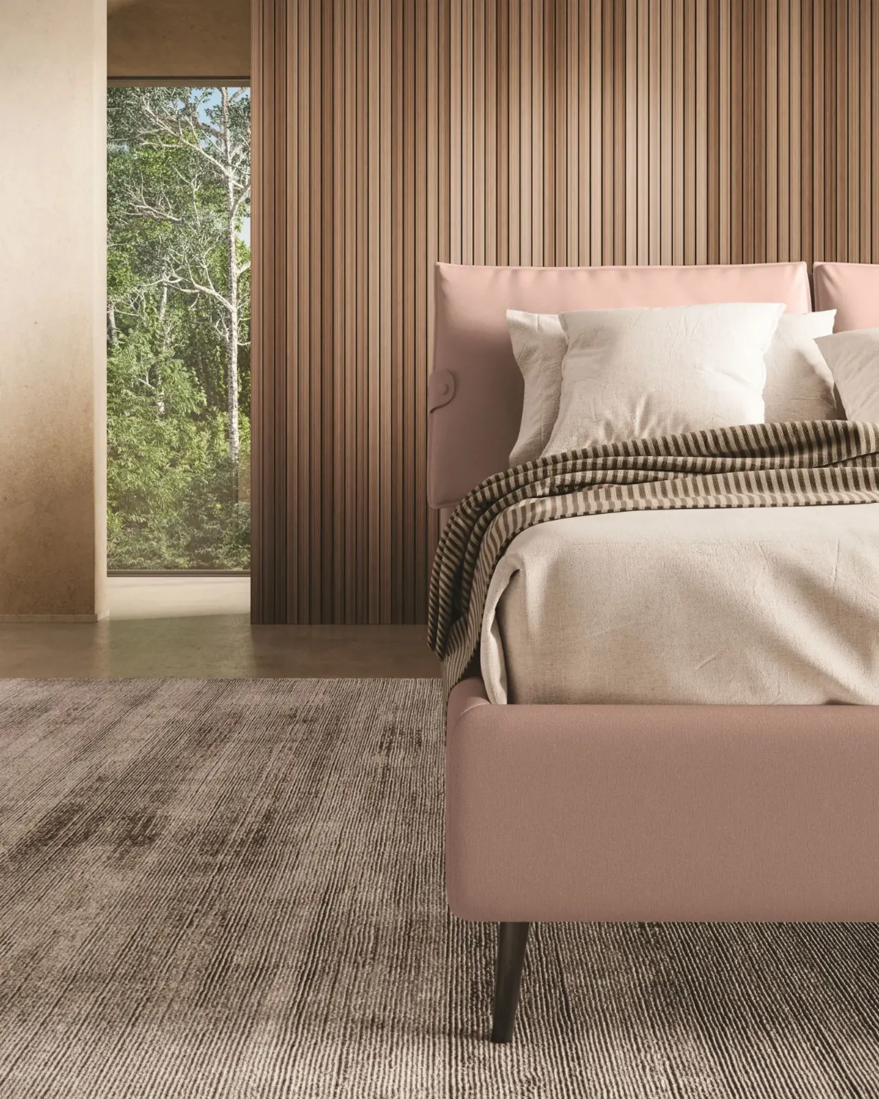 Letto Beatrice, letto imbottito con contenitore e testiera alta in quattro varianti, made in Italy – foto 7