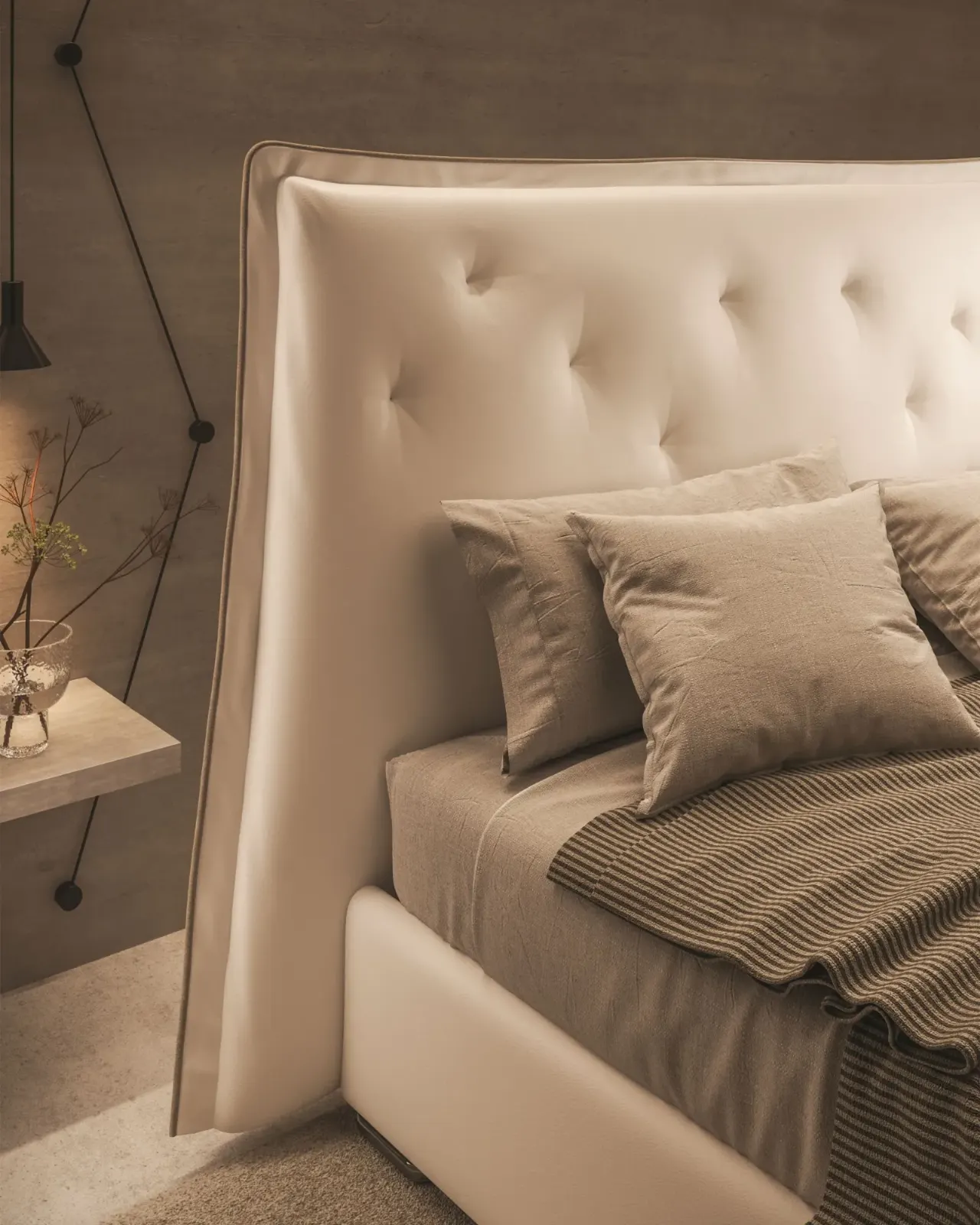 Letto Claire, letto con testiera capitonné e box contenitore, made in Italy – foto 4