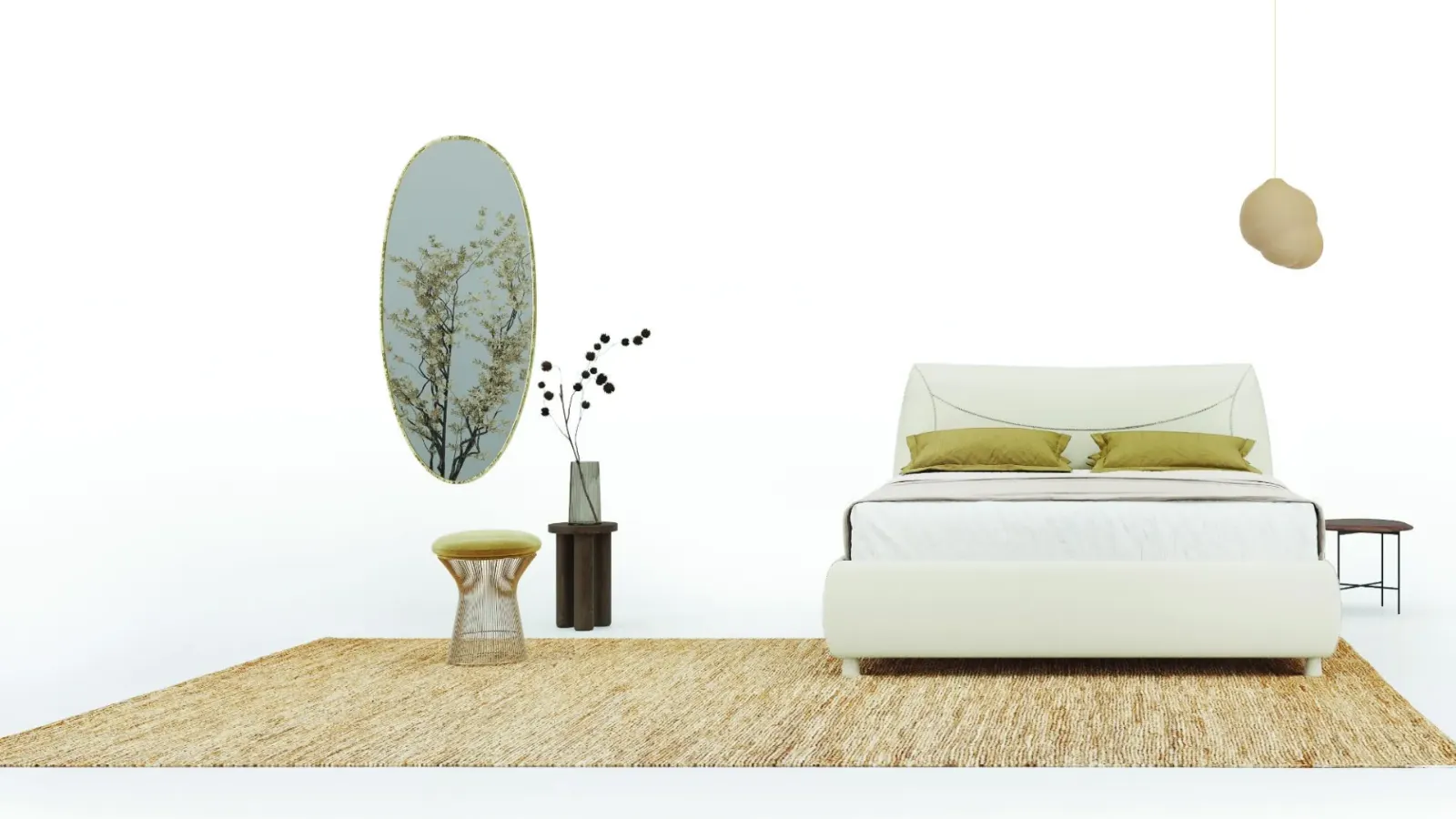 Letto Corinne, letto matrimoniale imbottito con contenitore, su misura, made in Italy – foto 2
