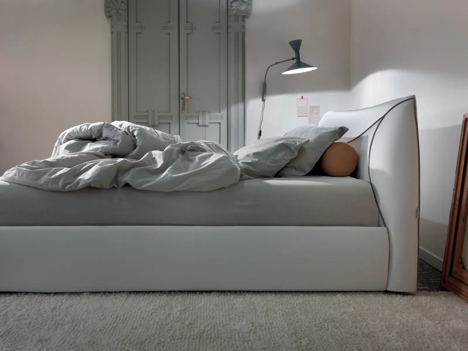 Letto Corinne, letto matrimoniale imbottito con contenitore, su misura, made in Italy – foto 6
