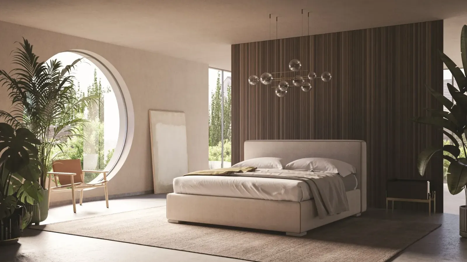 Letto Elisabeth, letto matrimoniale moderno rivestito in tessuto, made in Italy