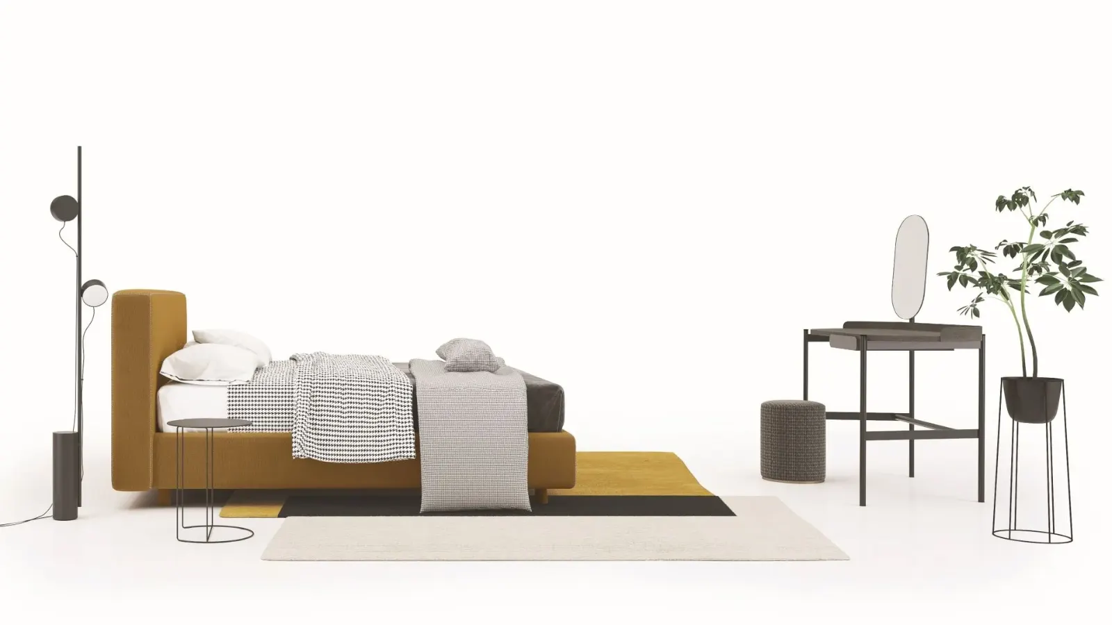 Letto Elisabeth, letto matrimoniale moderno rivestito in tessuto, made in Italy – foto 2
