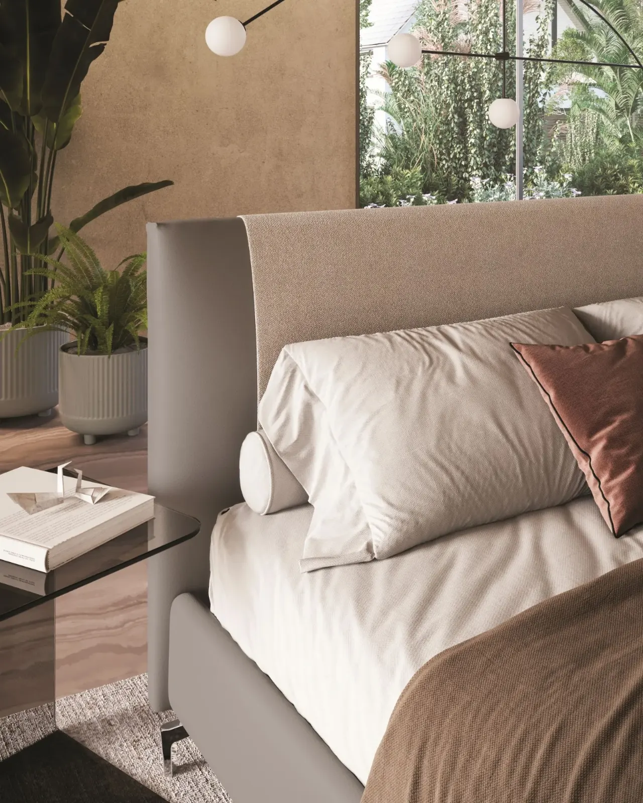 Letto Emily, letto imbottito con testiera e giroletto imbottiti, made in Italy – foto 3