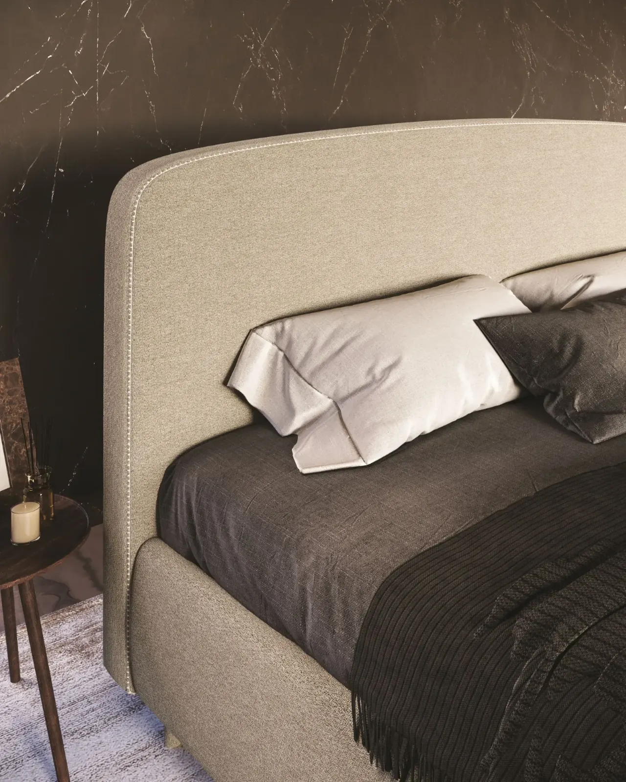 Letto Guendalina, letto imbottito moderno con box contenitore, made in Italy – foto 3