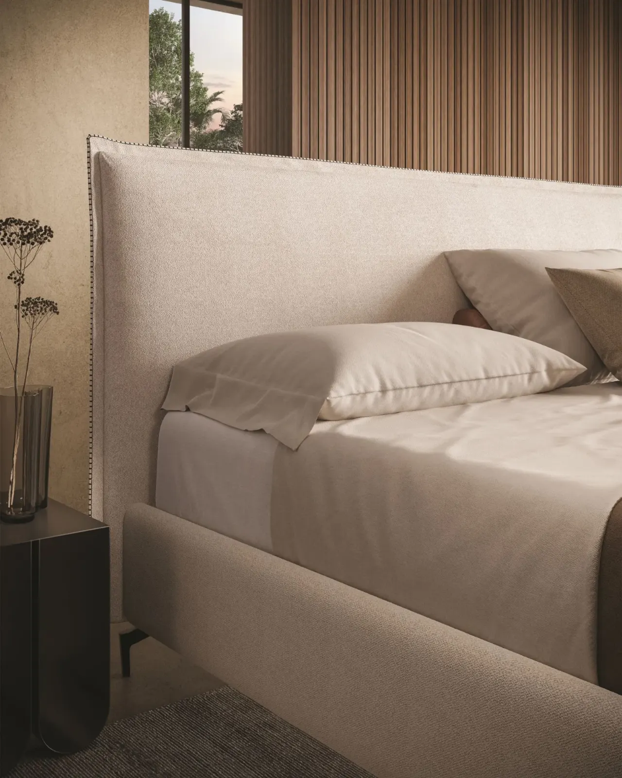 Letto Helene, letto con testiera e volant dal gusto romantico, made in Italy – foto 4
