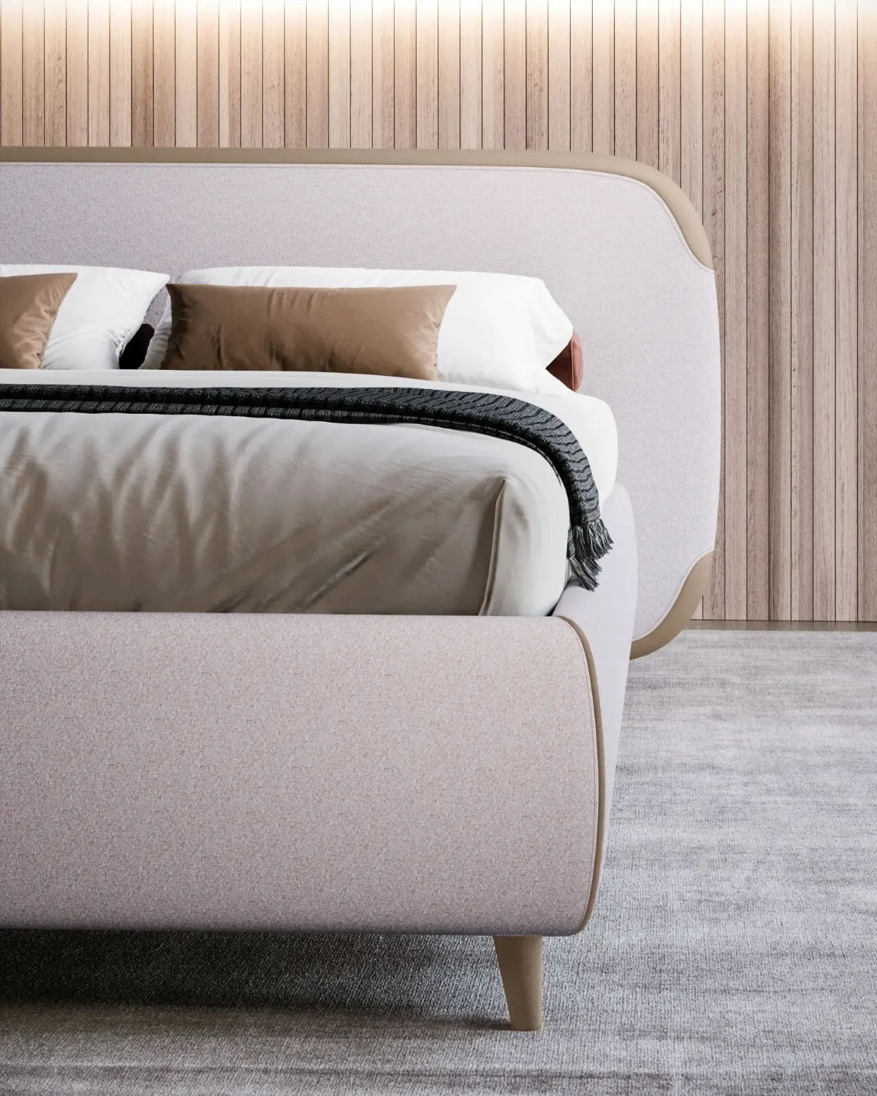 Letto Ines, letto contenitore con testiera imbottita, made in Italy – foto 5