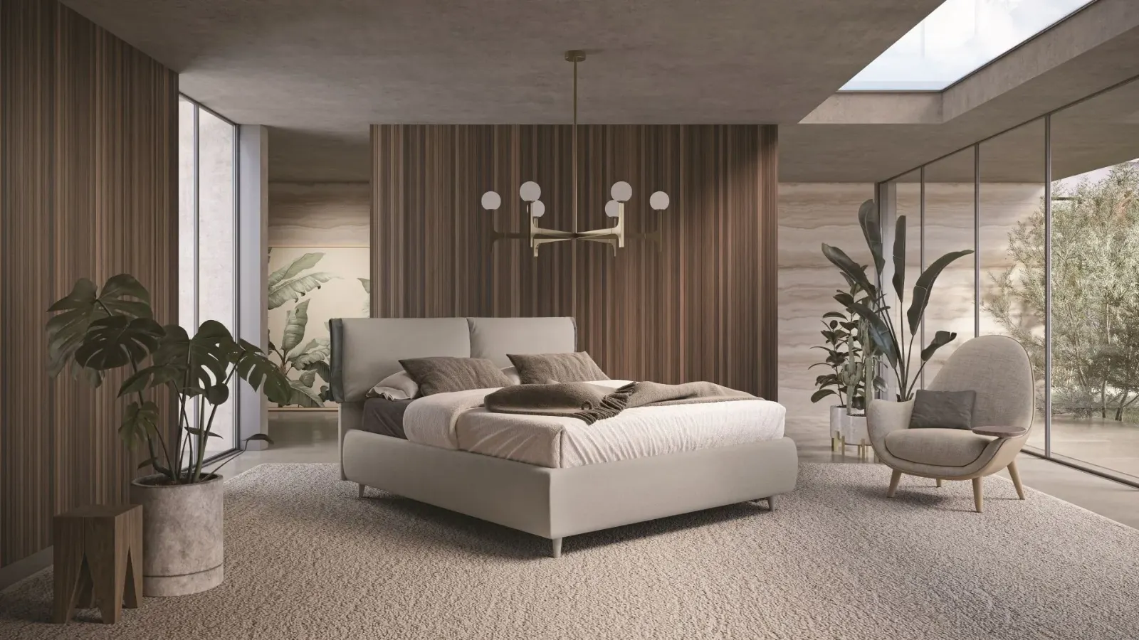 Letto Jaqueline, letto contenitore con testiera imbottita, made in Italy
