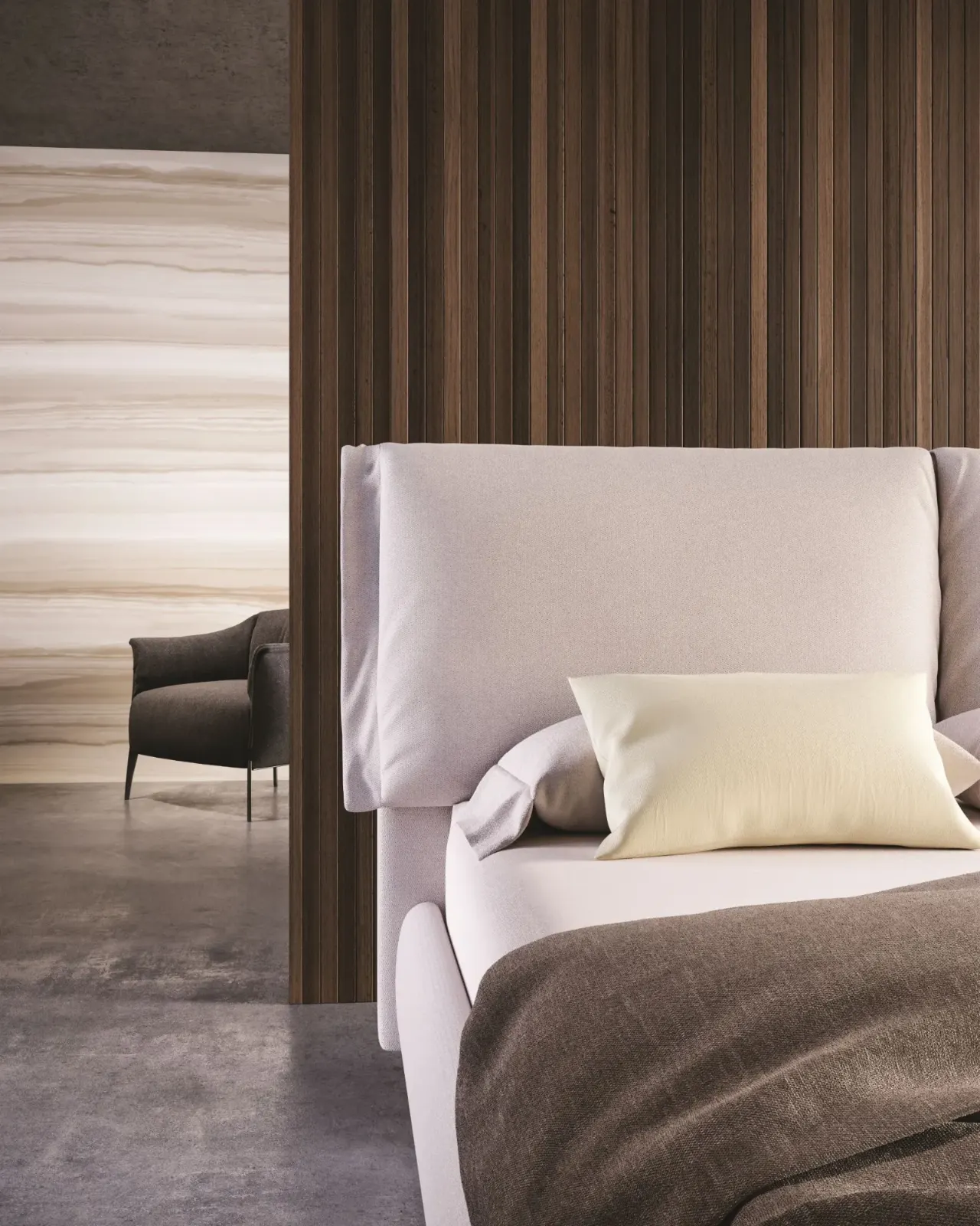 Letto Jaqueline, letto contenitore con testiera imbottita, made in Italy – foto 5