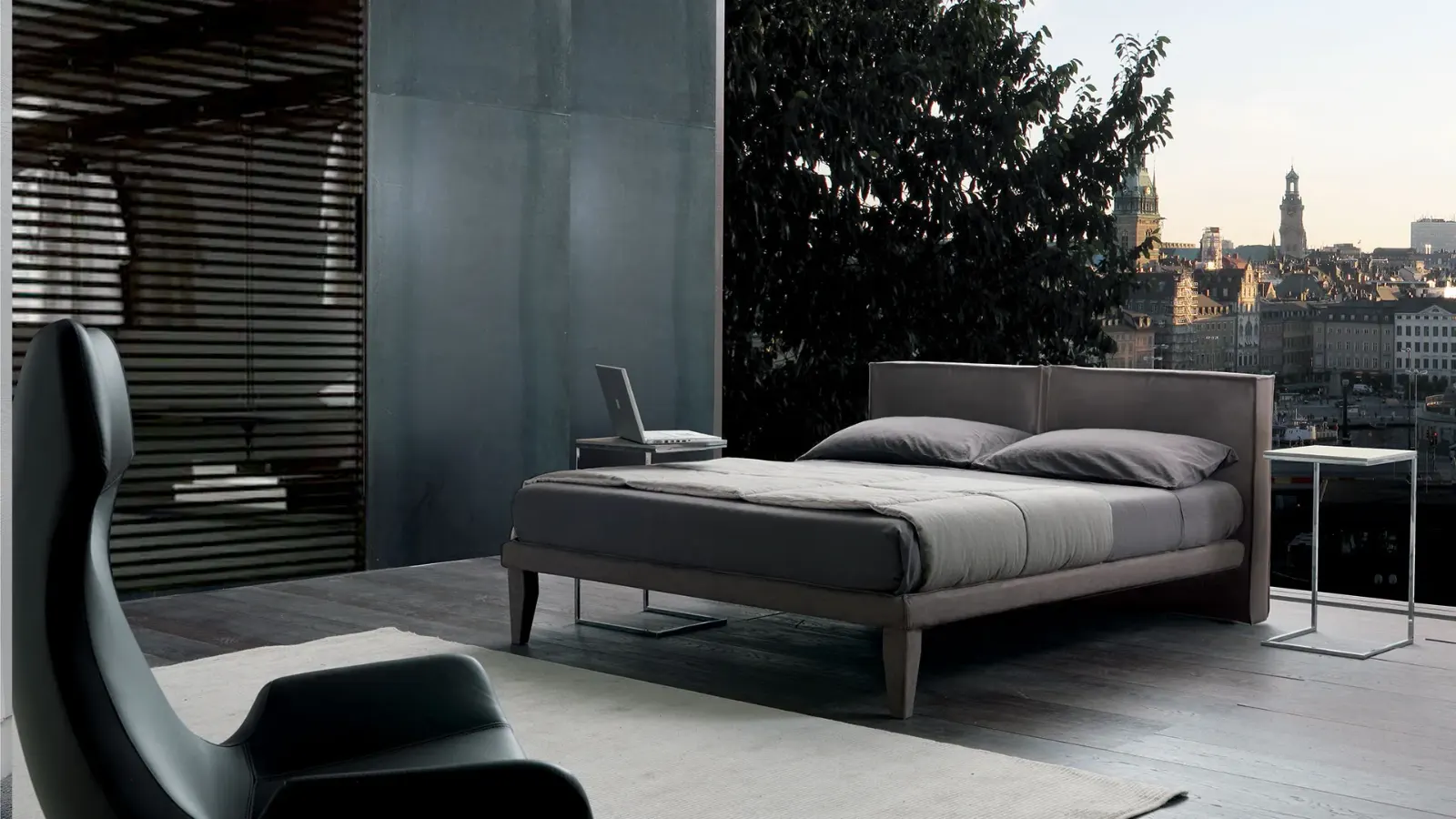 Letto Jasmine, letto imbottito moderno con giroletto a fascia alta o bassa, made in Italy – foto 2