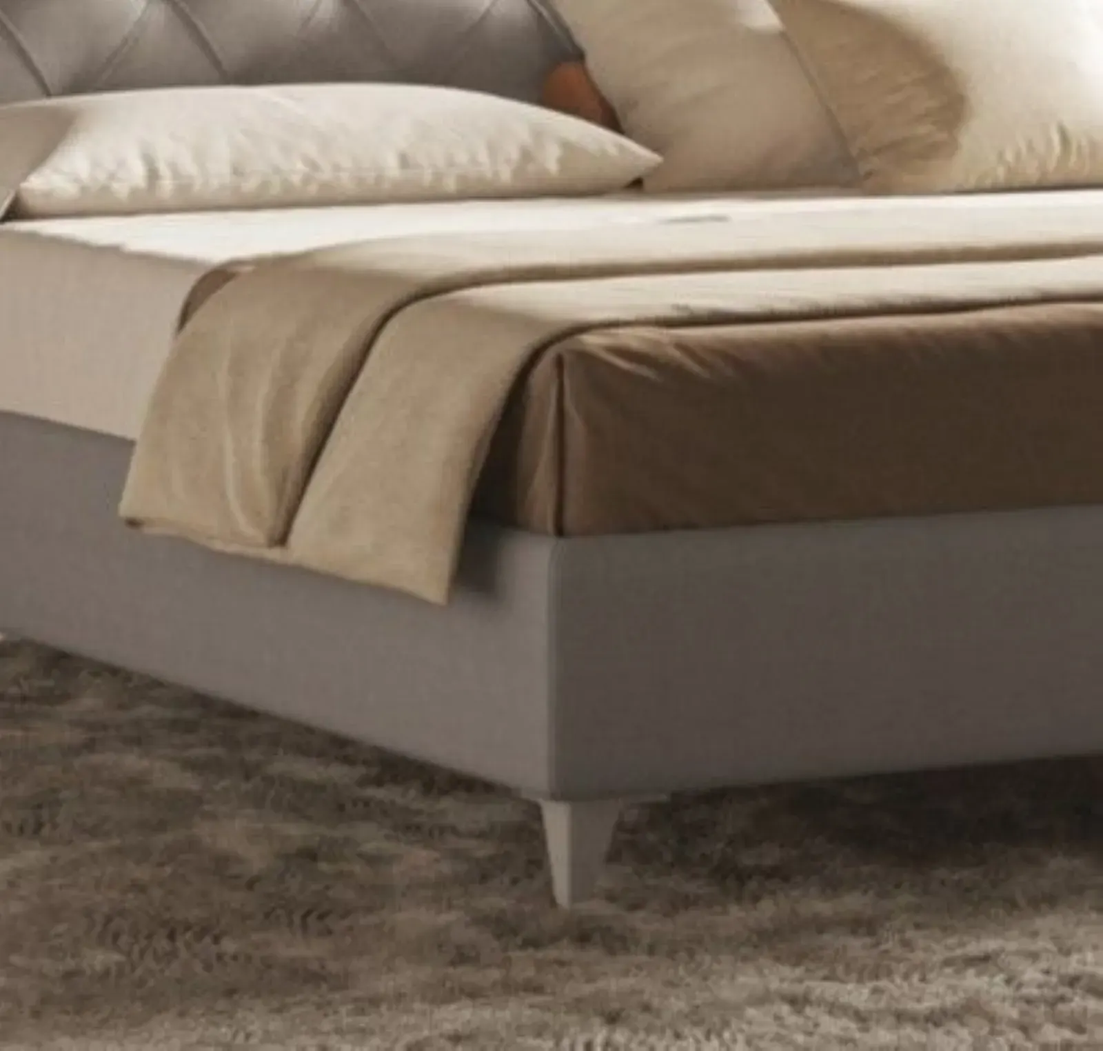 Letto Josephine, letto matrimoniale capitonné con giroletto alto o basso, made in Italy – foto 4