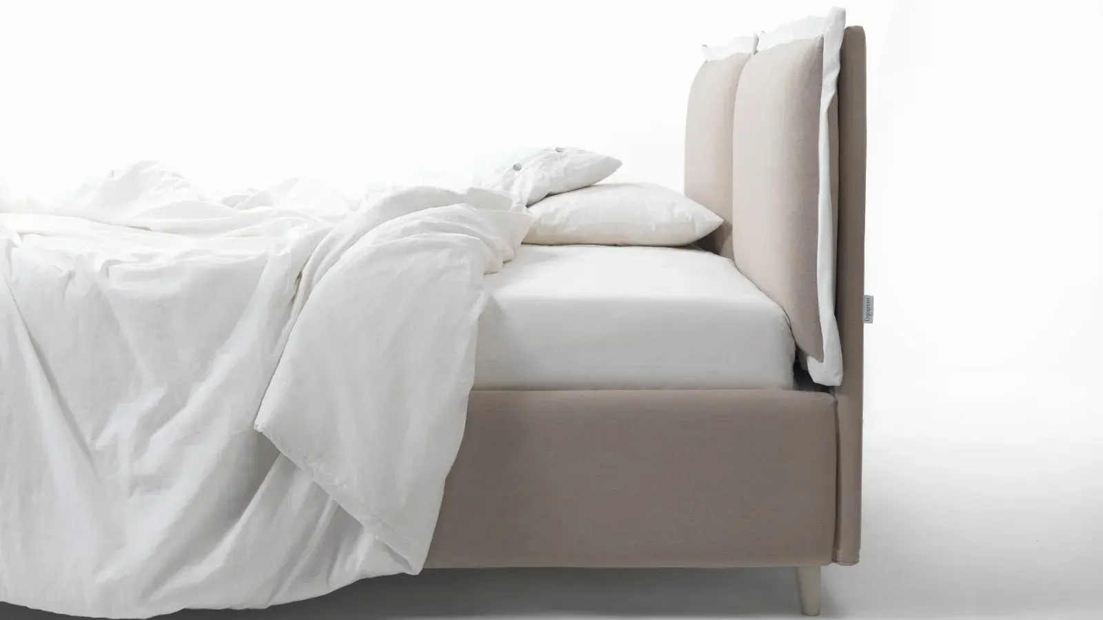 Letto Justine, letto imbottito con contenitore, testiera trapuntata e volant, made in Italy – foto 7