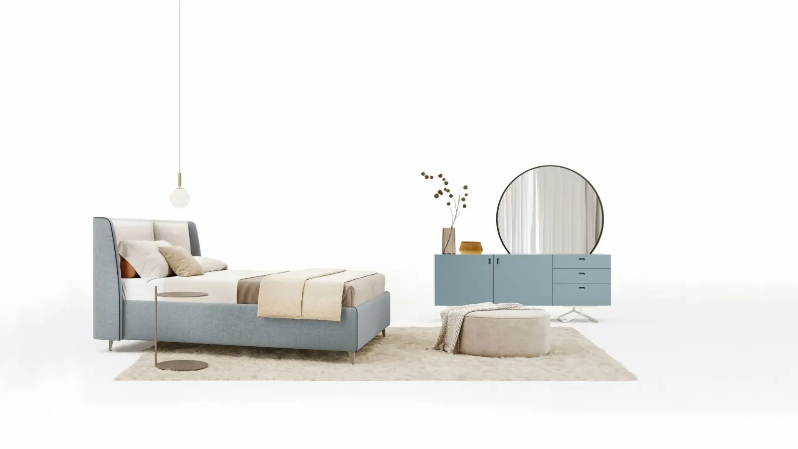 Letto Laila, letto contenitore con testiera imbottita da terra, made in Italy – foto 2