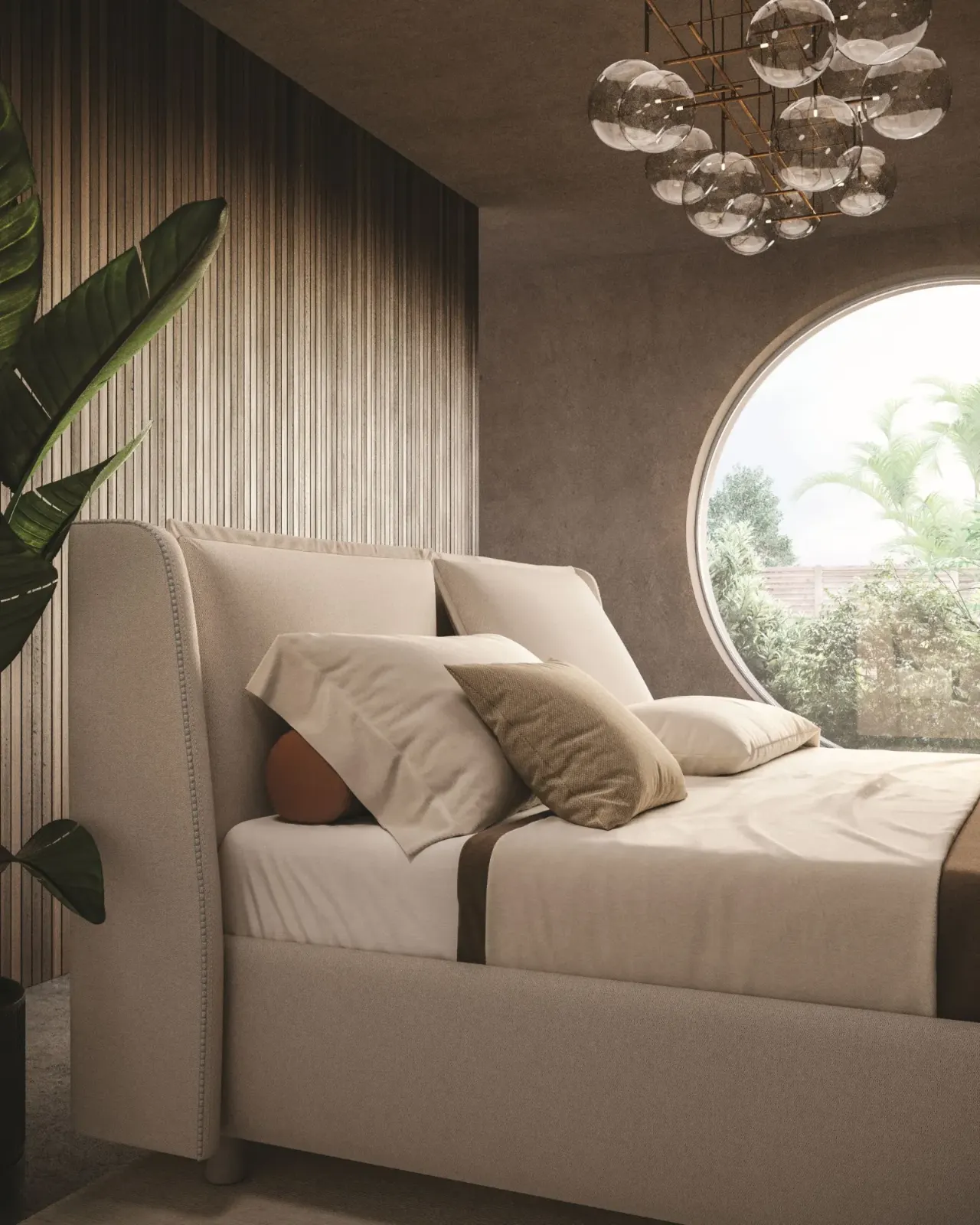 Letto Laila, letto contenitore con testiera imbottita da terra, made in Italy – foto 3