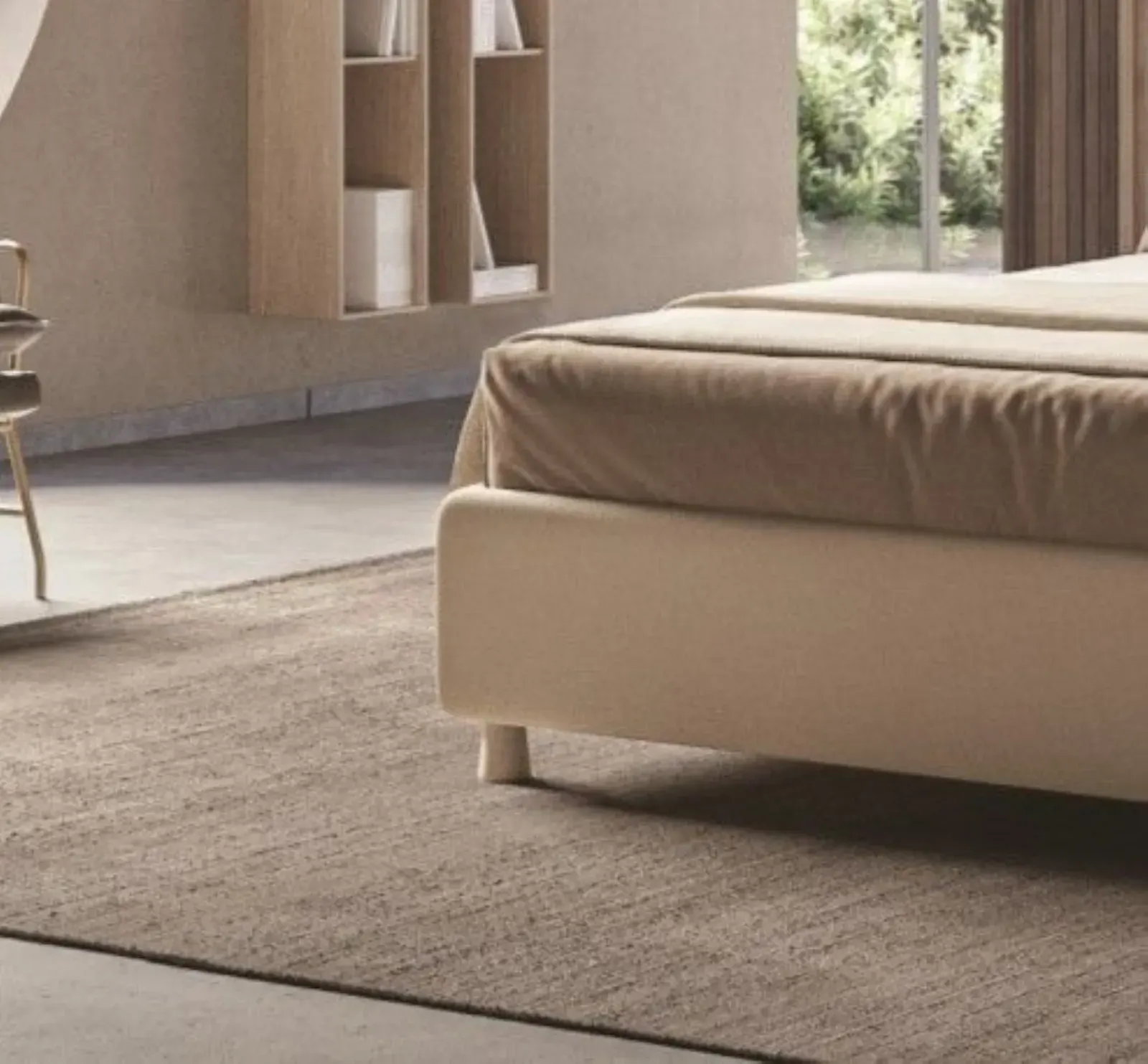 Letto Laila, letto contenitore con testiera imbottita da terra, made in Italy – foto 5
