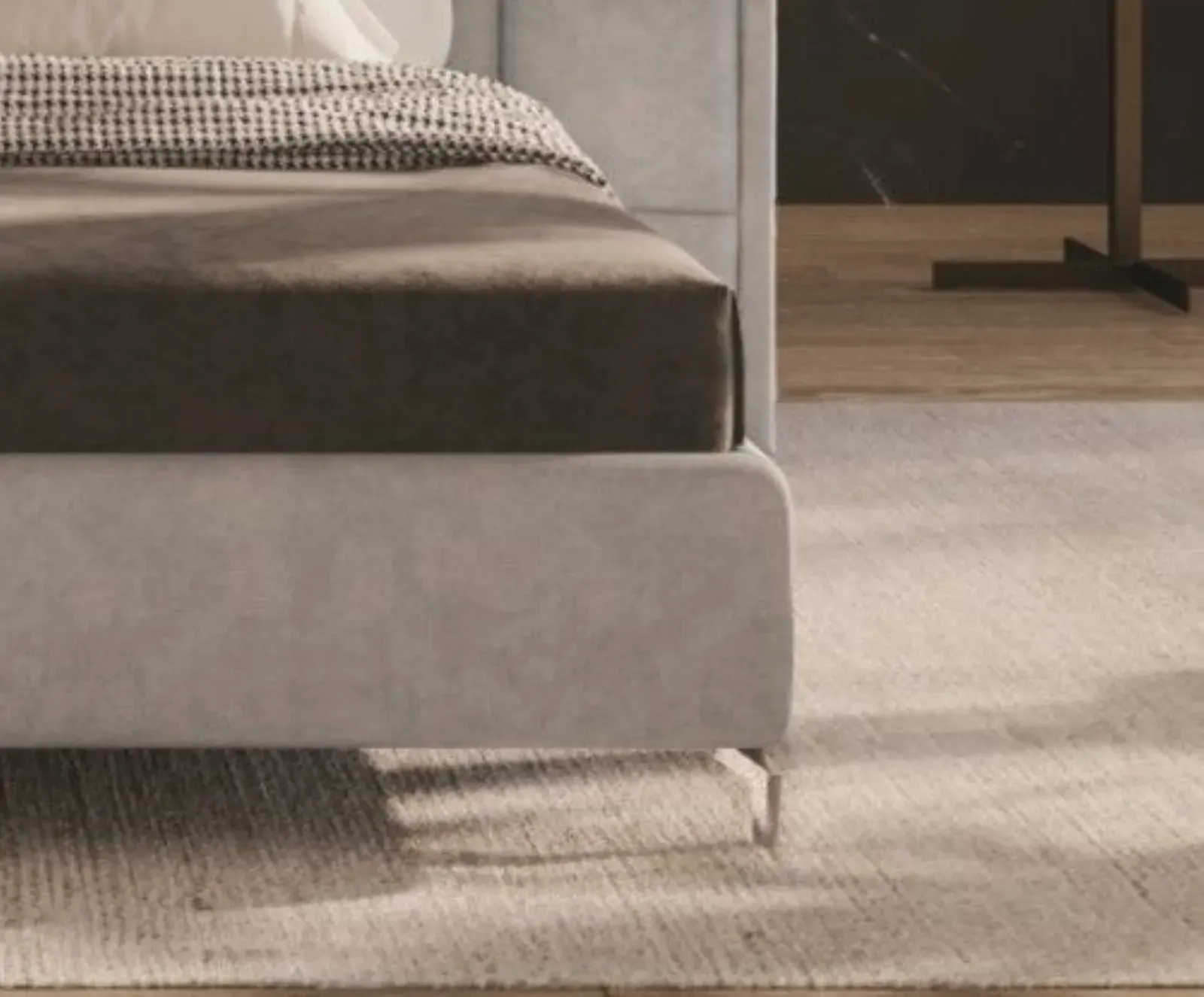 Letto Maya, letto contenitore con testiera trapuntata da terra, made in Italy – foto 4