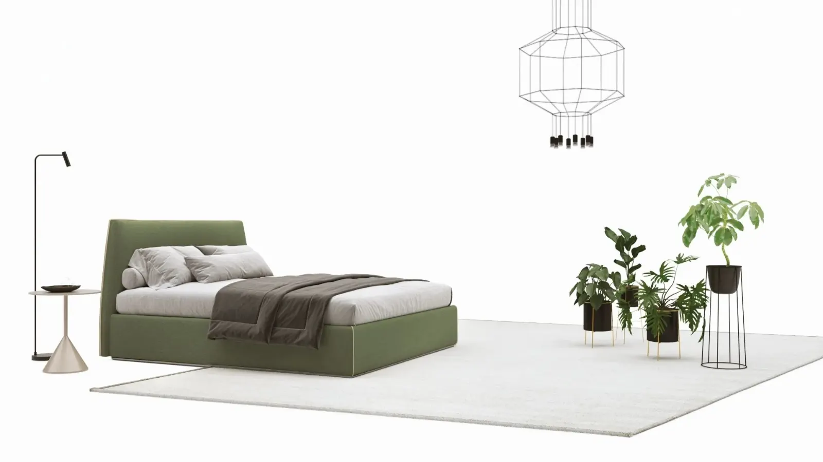 Letto Mia, letto contenitore con testiera imbottita da terra, made in Italy – foto 2