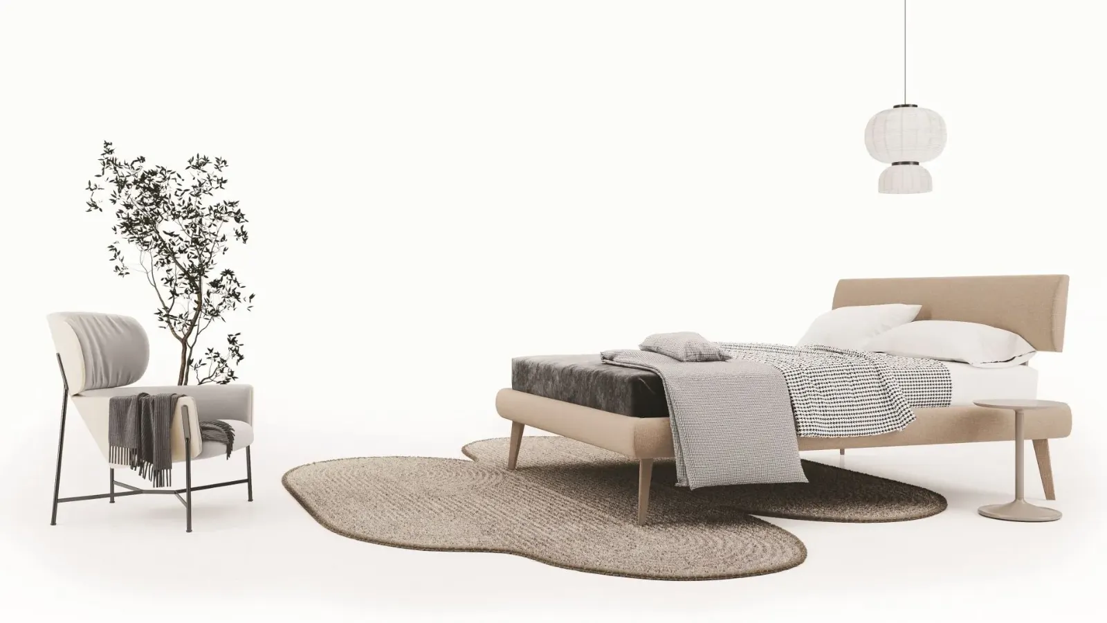 Letto Nicole, letto moderno in tessuto, made in Italy – foto 2