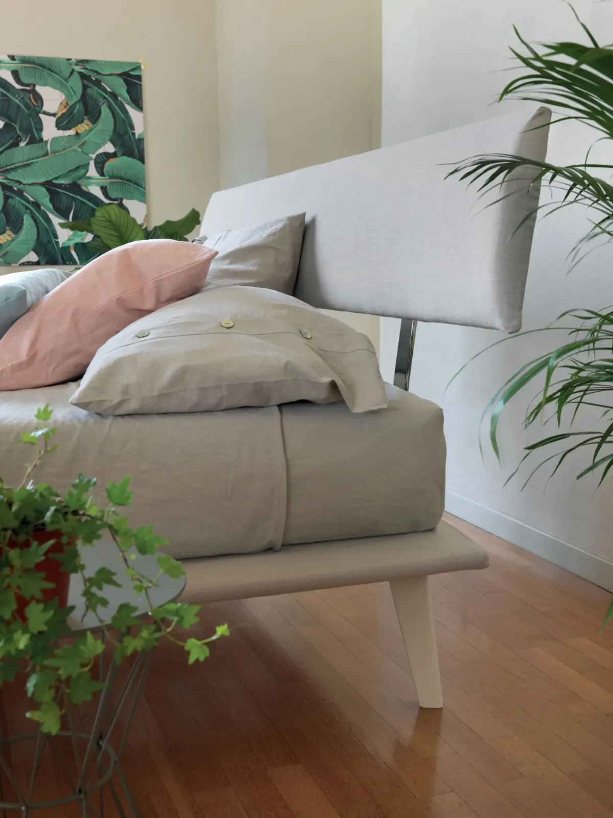Letto Nicole, letto moderno in tessuto, made in Italy – foto 3