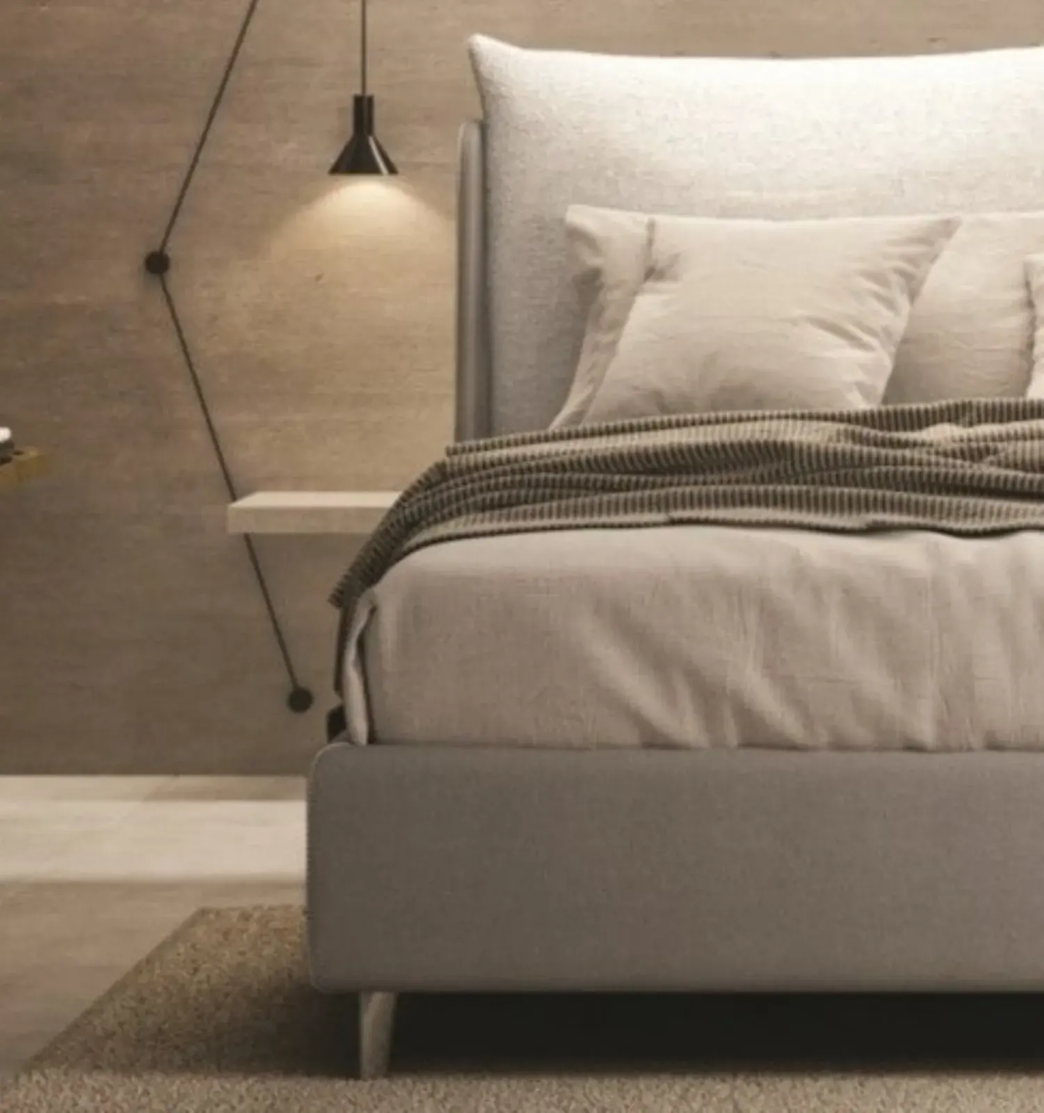 Letto Nora, letto contenitore con testiera imbottita da terra, made in Italy – foto 4