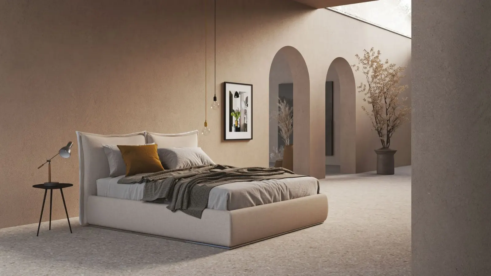 Letto Patricia, letto moderno in tessuto, made in Italy – foto 2