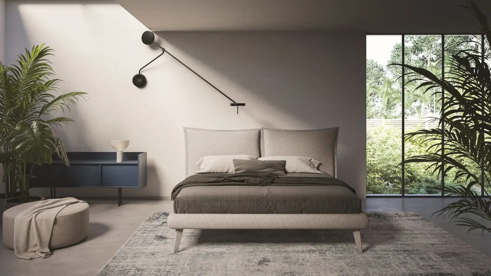 Letto Patricia, letto moderno in tessuto, made in Italy – foto 3