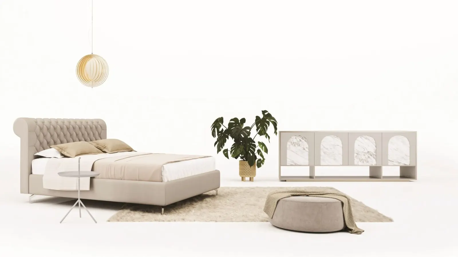 Letto Victoria, letto capitonné con testiera sagomata, made in Italy – foto 2