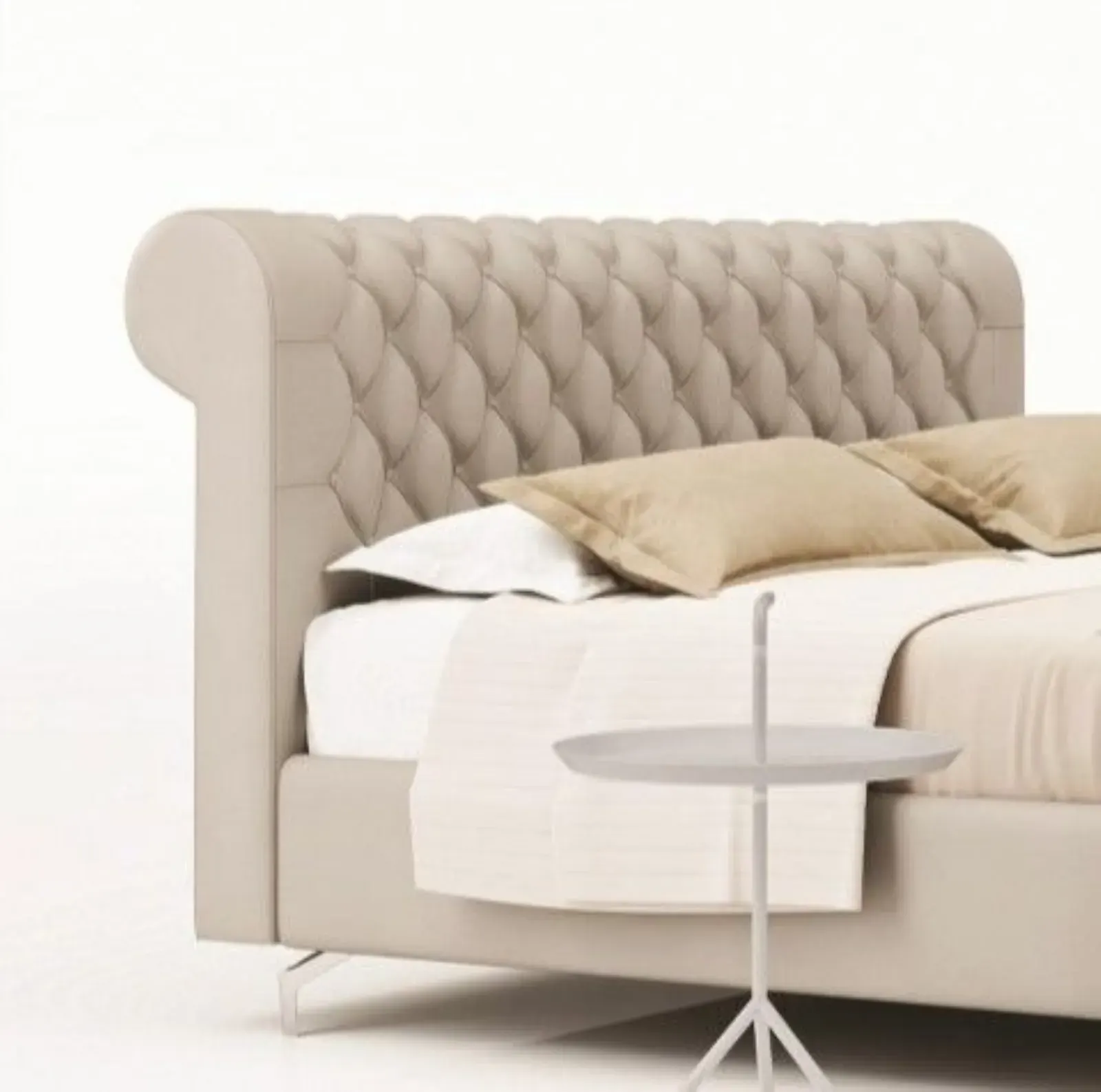 Letto Victoria, letto capitonné con testiera sagomata, made in Italy – foto 4